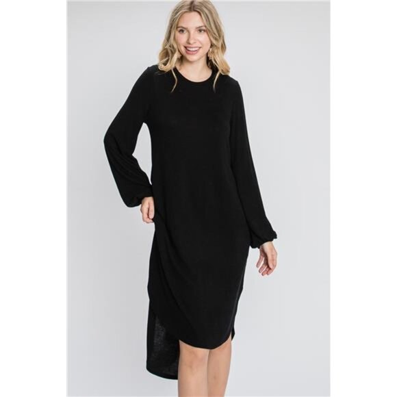 Minimal Long Sleeve Midi Dress - Picture 1 of 7